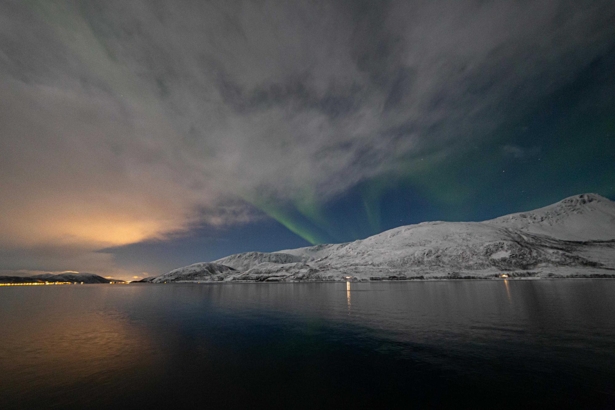 View from a northern lights cruise in tromsø norway